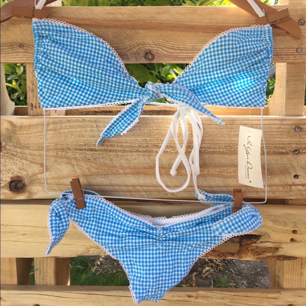 Blue picnic table bikini 👙